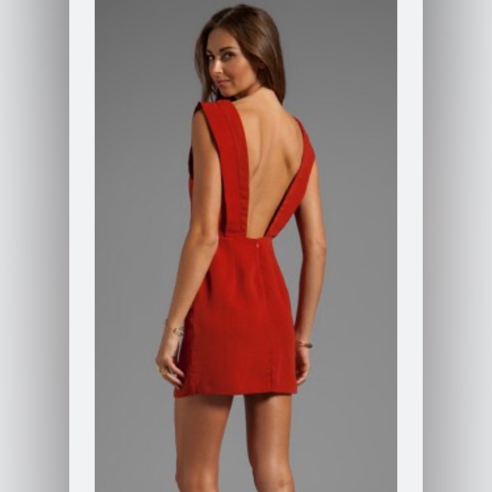 REVOLVE Line&Dot Deep V-Back Dress Moscow Red XS